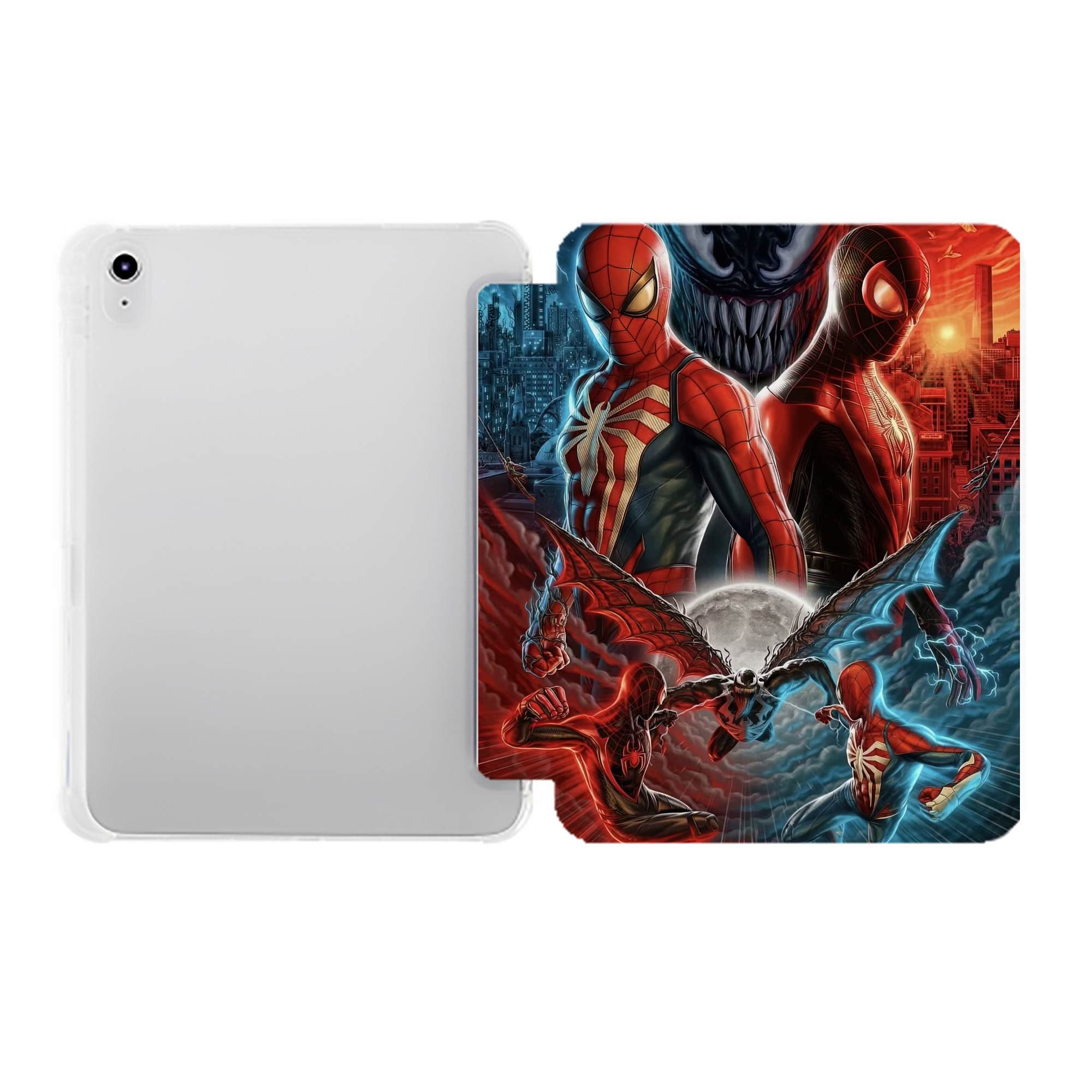 （画像用） Spider Man スパイダーマン IPad ケース ペン収納付き 三つ折りスタンド PUレザー×シリコン 対応機種9.5/10.5/10.9インチ